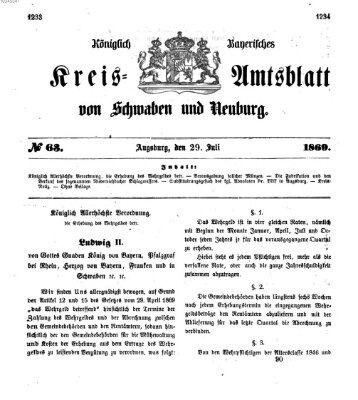 Königlich Bayerisches Kreis-Amtsblatt von Schwaben und Neuburg Donnerstag 29. Juli 1869