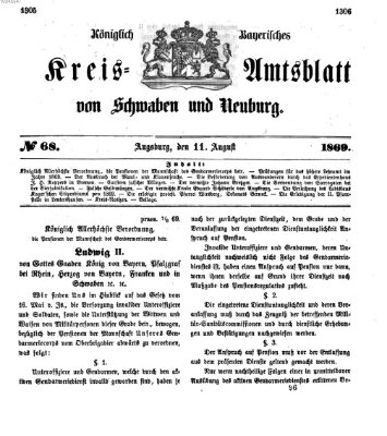 Königlich Bayerisches Kreis-Amtsblatt von Schwaben und Neuburg Mittwoch 11. August 1869