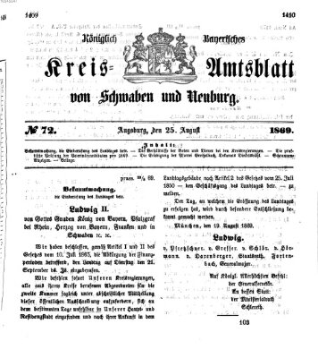 Königlich Bayerisches Kreis-Amtsblatt von Schwaben und Neuburg Mittwoch 25. August 1869