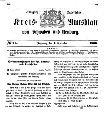 Königlich Bayerisches Kreis-Amtsblatt von Schwaben und Neuburg Samstag 4. September 1869