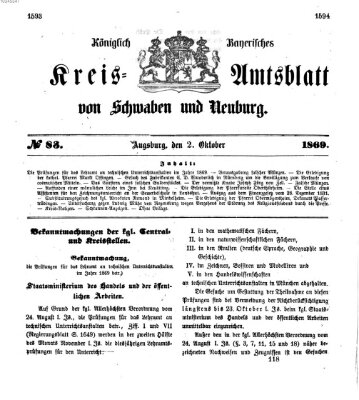 Königlich Bayerisches Kreis-Amtsblatt von Schwaben und Neuburg Samstag 2. Oktober 1869