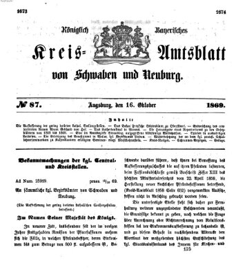 Königlich Bayerisches Kreis-Amtsblatt von Schwaben und Neuburg Samstag 16. Oktober 1869