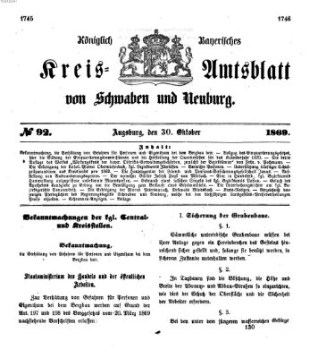 Königlich Bayerisches Kreis-Amtsblatt von Schwaben und Neuburg Samstag 30. Oktober 1869