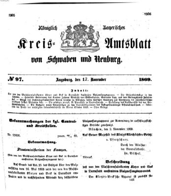 Königlich Bayerisches Kreis-Amtsblatt von Schwaben und Neuburg Mittwoch 17. November 1869