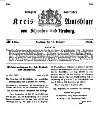 Königlich Bayerisches Kreis-Amtsblatt von Schwaben und Neuburg Mittwoch 15. Dezember 1869