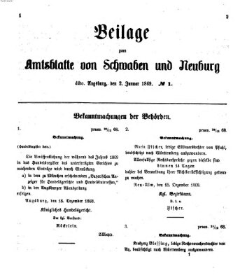 Königlich Bayerisches Kreis-Amtsblatt von Schwaben und Neuburg Samstag 2. Januar 1869