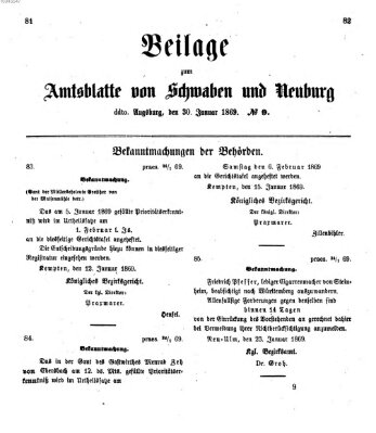 Königlich Bayerisches Kreis-Amtsblatt von Schwaben und Neuburg Samstag 30. Januar 1869