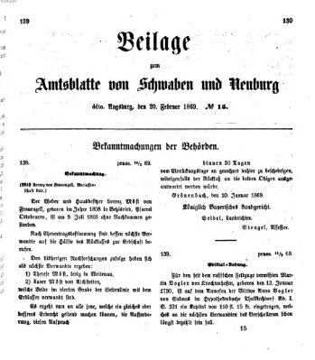 Königlich Bayerisches Kreis-Amtsblatt von Schwaben und Neuburg Samstag 20. Februar 1869