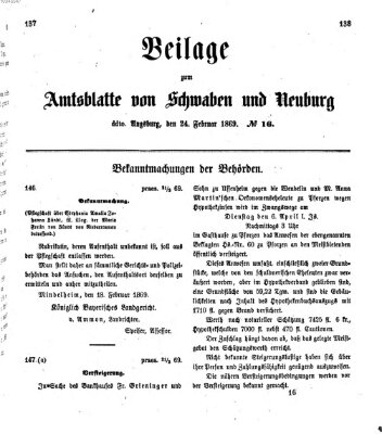 Königlich Bayerisches Kreis-Amtsblatt von Schwaben und Neuburg Mittwoch 24. Februar 1869