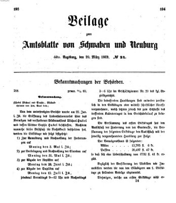 Königlich Bayerisches Kreis-Amtsblatt von Schwaben und Neuburg Samstag 20. März 1869