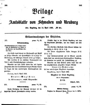 Königlich Bayerisches Kreis-Amtsblatt von Schwaben und Neuburg Mittwoch 14. April 1869