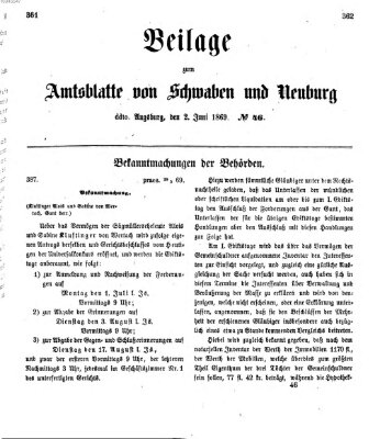 Königlich Bayerisches Kreis-Amtsblatt von Schwaben und Neuburg Mittwoch 2. Juni 1869