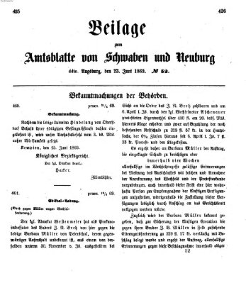 Königlich Bayerisches Kreis-Amtsblatt von Schwaben und Neuburg Mittwoch 23. Juni 1869