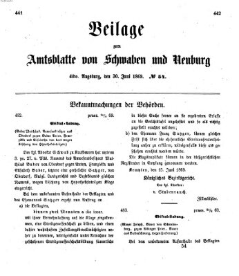 Königlich Bayerisches Kreis-Amtsblatt von Schwaben und Neuburg Mittwoch 30. Juni 1869