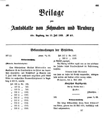 Königlich Bayerisches Kreis-Amtsblatt von Schwaben und Neuburg Samstag 10. Juli 1869