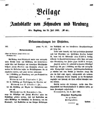 Königlich Bayerisches Kreis-Amtsblatt von Schwaben und Neuburg Samstag 24. Juli 1869