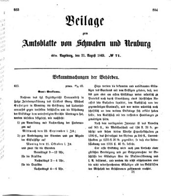 Königlich Bayerisches Kreis-Amtsblatt von Schwaben und Neuburg Samstag 21. August 1869