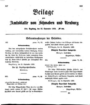 Königlich Bayerisches Kreis-Amtsblatt von Schwaben und Neuburg Mittwoch 22. September 1869