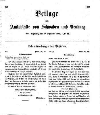 Königlich Bayerisches Kreis-Amtsblatt von Schwaben und Neuburg Samstag 25. September 1869