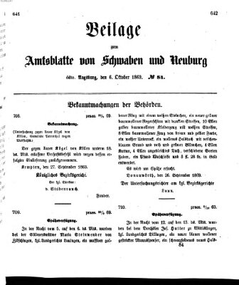 Königlich Bayerisches Kreis-Amtsblatt von Schwaben und Neuburg Mittwoch 6. Oktober 1869