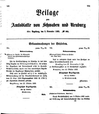 Königlich Bayerisches Kreis-Amtsblatt von Schwaben und Neuburg Mittwoch 3. November 1869