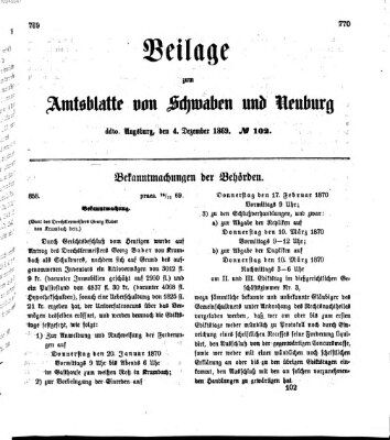 Königlich Bayerisches Kreis-Amtsblatt von Schwaben und Neuburg Samstag 4. Dezember 1869