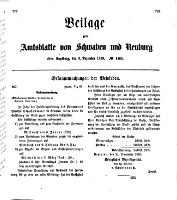 Königlich Bayerisches Kreis-Amtsblatt von Schwaben und Neuburg Mittwoch 8. Dezember 1869