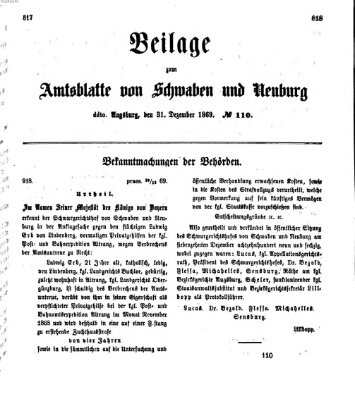 Königlich Bayerisches Kreis-Amtsblatt von Schwaben und Neuburg Freitag 31. Dezember 1869