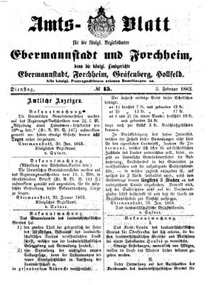 Amtsblatt für die Königlichen Bezirksämter Forchheim und Ebermannstadt sowie für die Königliche Stadt Forchheim Dienstag 3. Februar 1863