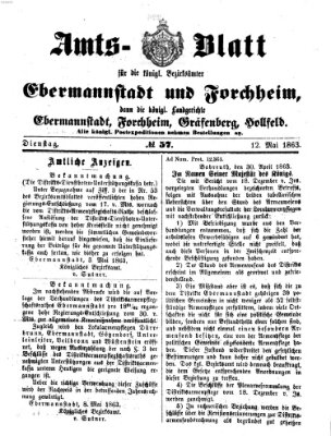 Amtsblatt für die Königlichen Bezirksämter Forchheim und Ebermannstadt sowie für die Königliche Stadt Forchheim Dienstag 12. Mai 1863