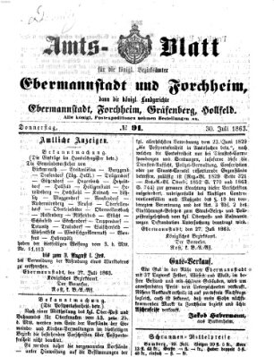 Amtsblatt für die Königlichen Bezirksämter Forchheim und Ebermannstadt sowie für die Königliche Stadt Forchheim Donnerstag 30. Juli 1863