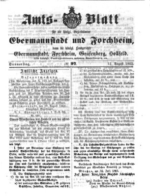 Amtsblatt für die Königlichen Bezirksämter Forchheim und Ebermannstadt sowie für die Königliche Stadt Forchheim Donnerstag 13. August 1863