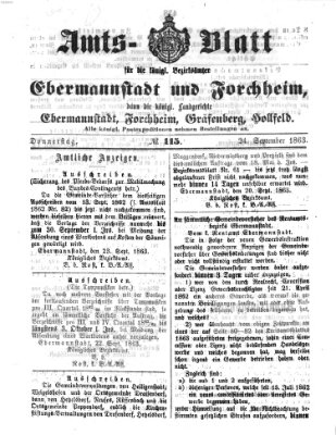 Amtsblatt für die Königlichen Bezirksämter Forchheim und Ebermannstadt sowie für die Königliche Stadt Forchheim Donnerstag 24. September 1863