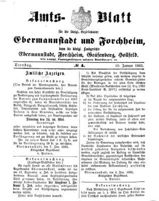 Amtsblatt für die Königlichen Bezirksämter Forchheim und Ebermannstadt sowie für die Königliche Stadt Forchheim Dienstag 10. Januar 1865