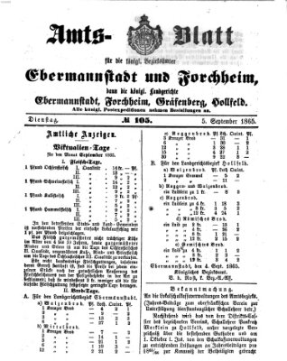 Amtsblatt für die Königlichen Bezirksämter Forchheim und Ebermannstadt sowie für die Königliche Stadt Forchheim Dienstag 5. September 1865