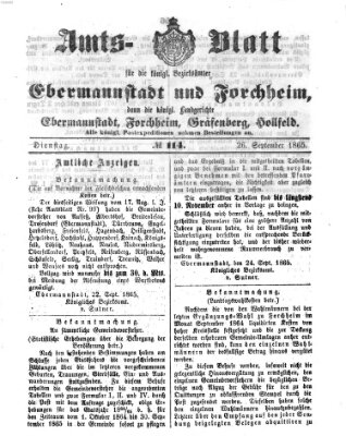 Amtsblatt für die Königlichen Bezirksämter Forchheim und Ebermannstadt sowie für die Königliche Stadt Forchheim Dienstag 26. September 1865