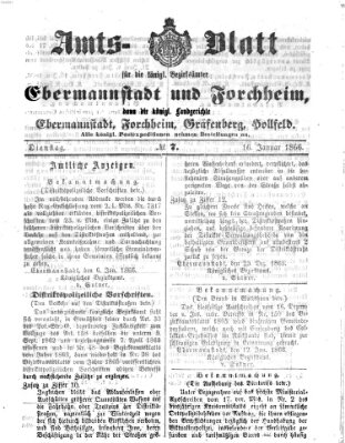 Amtsblatt für die Königlichen Bezirksämter Forchheim und Ebermannstadt sowie für die Königliche Stadt Forchheim Dienstag 16. Januar 1866