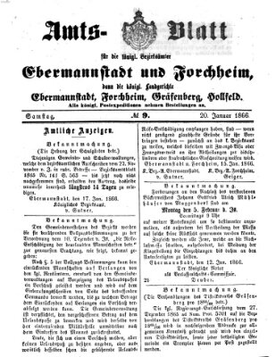 Amtsblatt für die Königlichen Bezirksämter Forchheim und Ebermannstadt sowie für die Königliche Stadt Forchheim Samstag 20. Januar 1866