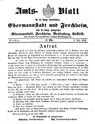 Amtsblatt für die Königlichen Bezirksämter Forchheim und Ebermannstadt sowie für die Königliche Stadt Forchheim Dienstag 3. Juli 1866