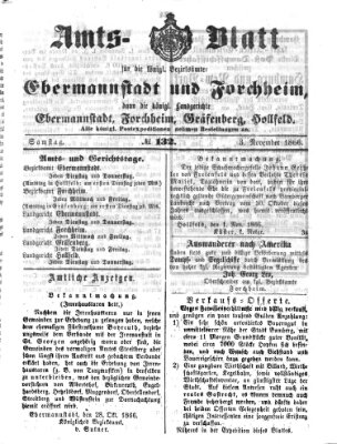 Amtsblatt für die Königlichen Bezirksämter Forchheim und Ebermannstadt sowie für die Königliche Stadt Forchheim Samstag 3. November 1866