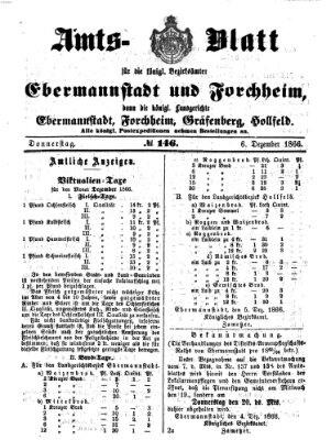 Amtsblatt für die Königlichen Bezirksämter Forchheim und Ebermannstadt sowie für die Königliche Stadt Forchheim Donnerstag 6. Dezember 1866