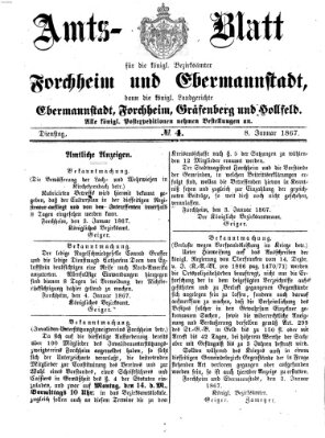 Amtsblatt für die Königlichen Bezirksämter Forchheim und Ebermannstadt sowie für die Königliche Stadt Forchheim Dienstag 8. Januar 1867