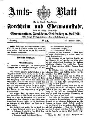 Amtsblatt für die Königlichen Bezirksämter Forchheim und Ebermannstadt sowie für die Königliche Stadt Forchheim Samstag 25. Januar 1868