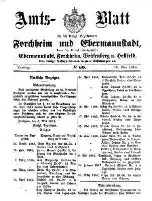 Amtsblatt für die Königlichen Bezirksämter Forchheim und Ebermannstadt sowie für die Königliche Stadt Forchheim Dienstag 19. Mai 1868