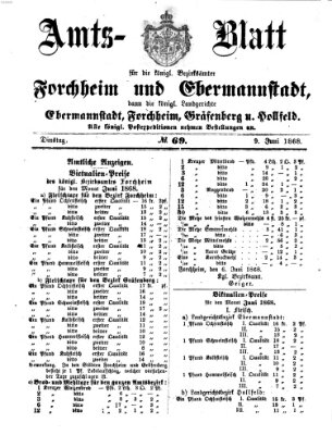 Amtsblatt für die Königlichen Bezirksämter Forchheim und Ebermannstadt sowie für die Königliche Stadt Forchheim Dienstag 9. Juni 1868