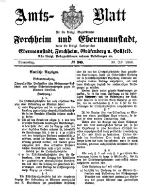 Amtsblatt für die Königlichen Bezirksämter Forchheim und Ebermannstadt sowie für die Königliche Stadt Forchheim Donnerstag 30. Juli 1868