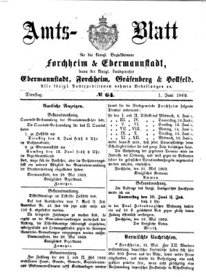 Amtsblatt für die Königlichen Bezirksämter Forchheim und Ebermannstadt sowie für die Königliche Stadt Forchheim Dienstag 1. Juni 1869