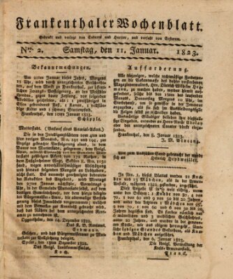 Frankenthaler Wochen-Blatt Samstag 11. Januar 1823