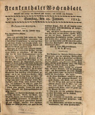 Frankenthaler Wochen-Blatt Samstag 25. Januar 1823