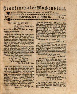 Frankenthaler Wochen-Blatt Samstag 1. Februar 1823